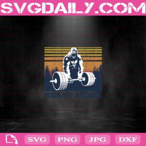 Bigfoot Beast Mode Svg, Vintage Beast Mode Svg, Gym Man Svg, Bigfoot Gym Svg Png Dxf Eps Cut File Instant Download