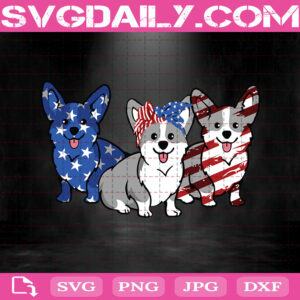 Corgi Flag Us Svg, Patriotic Corgi Dog Fourth of July 4th America Flag Svg Png Dxf Eps