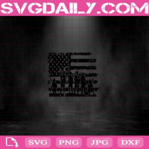Distressed American Flag And Soldiers Svg, Veteran Svg, America Svg Files For Silhouette Files For Cricut Svg Dxf Eps Png Instant Download