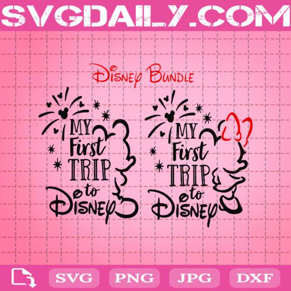 My First Trip To Disney Minnie Mickey Bundle Svg ...