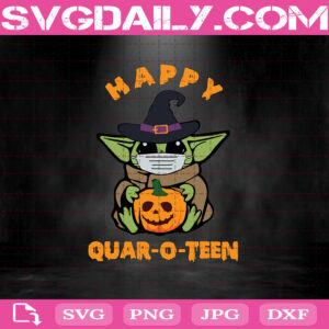 Baby Yoda Happy Quar O Teen Svg, Halloween Svg, Quarantine Svg, Baby Yoda Svg, Facemask Svg, Pumpkin Svg, Baby Yoda Witch Svg