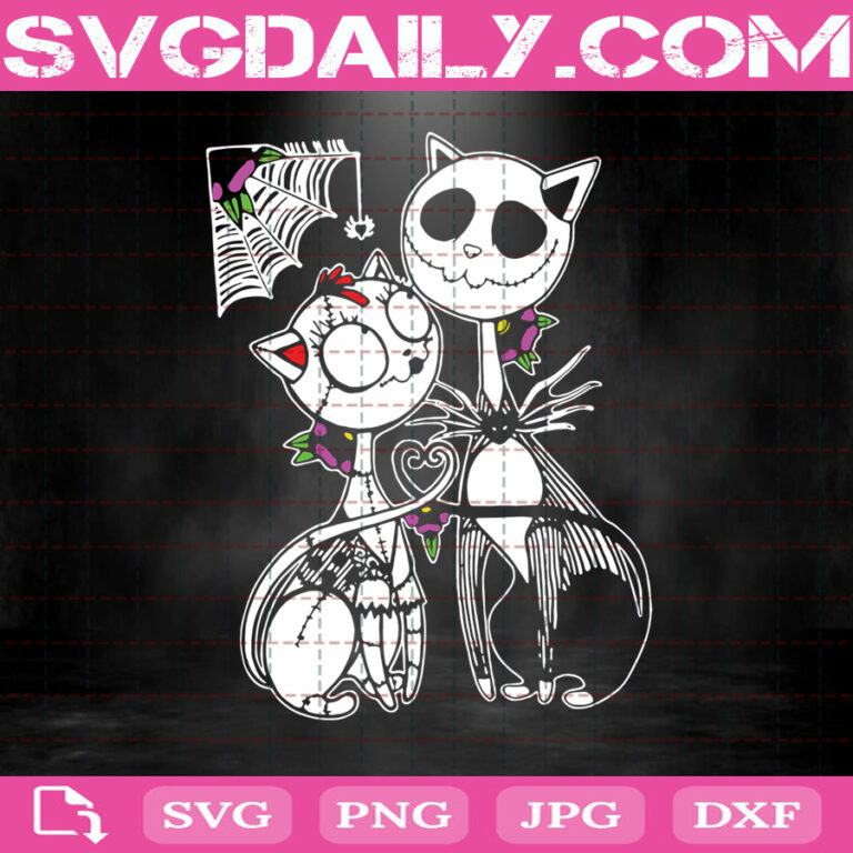 Download Jack And Sally Cat Halloween Svg, Jack Svg, Sally Svg, Love Svg, Cat Svg, Png, Dxf, Eps Digital ...