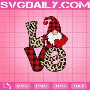 Leopard Buffalo Plaid Gnome Heart Valentines Day Svg, Gnome Svg, Love Gnome SVG, Gnome Valentine Svg