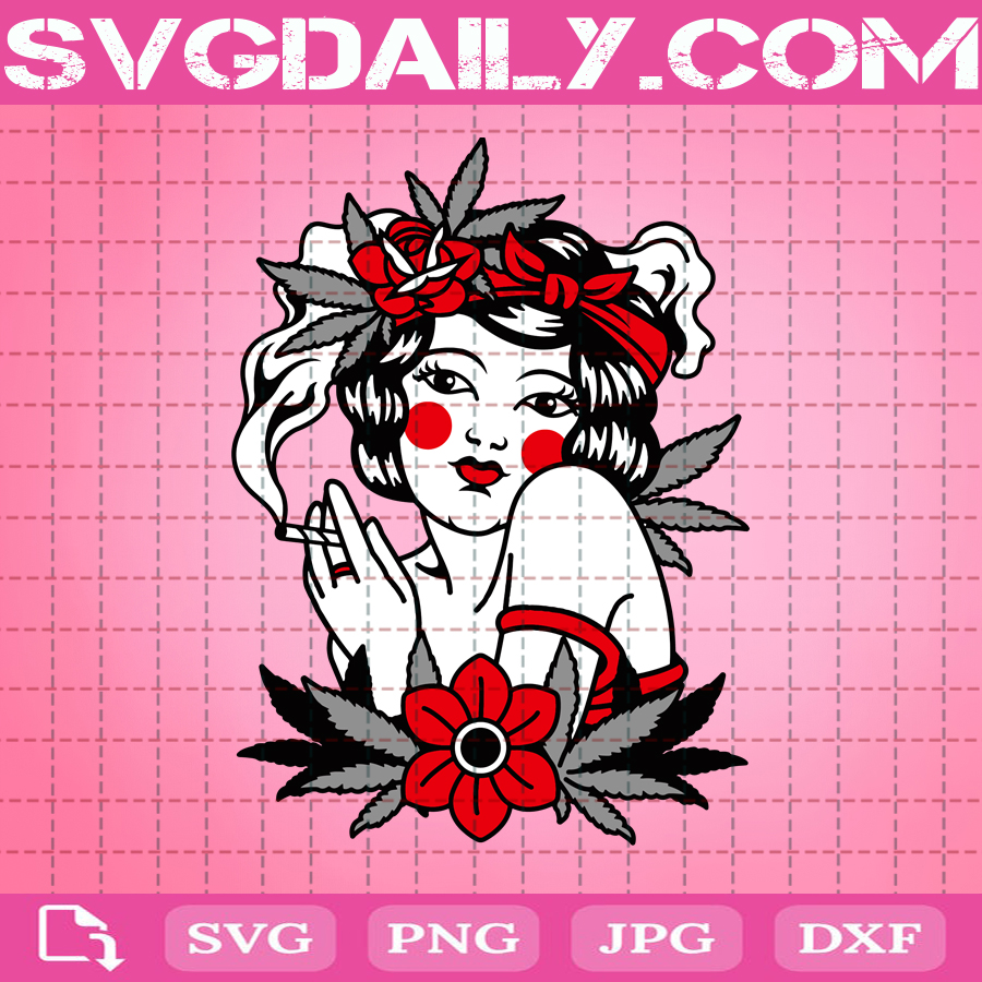 Download Girl Smoking Weed Tattoo Style Svg Girl Smoking Weed Svg Girl Smoking Cannabis Svg Girl Smoking Svg Cannabis Girl Svg Svg Daily Shop Original Svg