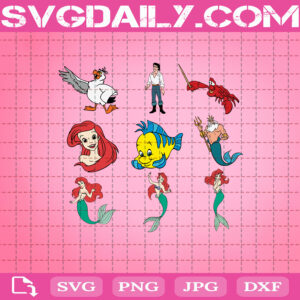 Mermaid Character Svg Bundle, Mermaid Svg, Ariel Svg, Disney Little Mermaid Princess Svg, Disney Princess Svg