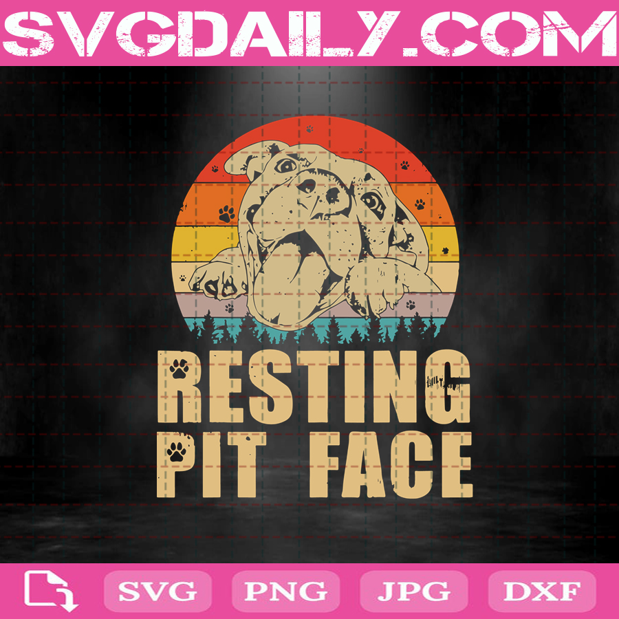 Dog Lovers Svg Vintage Pitbull Svg Dog Face Svg Pitbull Resting Pit