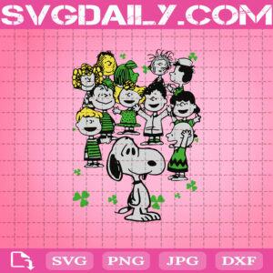 The Peanuts Characters Happy St Patrick's Day Svg, Snoopy Happy St Patrck's Day Svg, Snoopy Svg, Friends Svg, Clover Svg, Lucky Svg