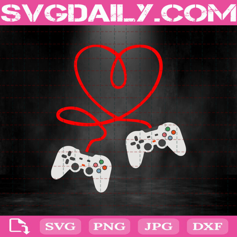 Video Gamer Valentines Day With Controllers Heart Svg, Valentine Svg