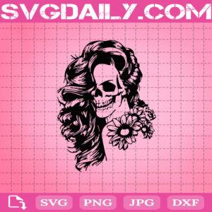 Woman Sugar Skull Svg, Skull Flower Woman Svg, Woman Svg, Skull Svg, Skull Flower Svg, Svg Png Dxf Eps AI Instant Download
