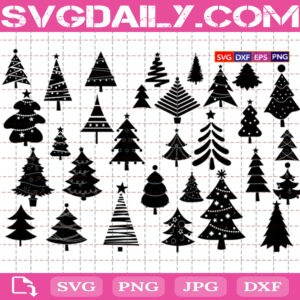 Tall Christmas Tree SVG Hand Drawn SVG Files For Cricut Xmas Tree Bundle