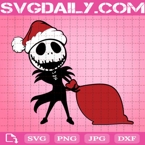 Jack Skellington With Santa Bag Svg, Jack Skellington Svg, Nightmare 