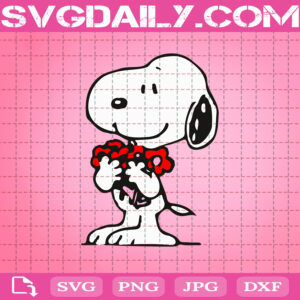 Snoopy With Flower Svg, Snoopy Svg, Love Snoopy Svg, Snoopy Lover Svg, Snoopy Gift Svg, Svg Png Dxf Eps AI Instant Download