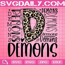 Demons Mascot Svg, Demons Typography Svg, Football Svg, School Spirit Svg, Digital Cut File