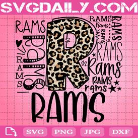 Rams Mascot Svg, Rams Typography Svg, Football Svg, School Spirit Svg, Digital Cut File