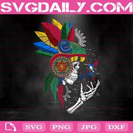 Skull With Colibri Svg, Halloween Svg, Skull Svg, Day Of The Dead Svg, Halloween Gift Svg, Svg Png Dxf Eps AI Instant Download