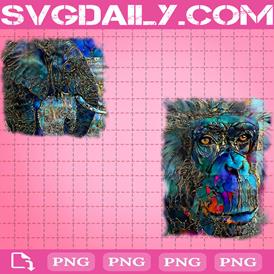 Watercolor Animals Bundle Png, Elephant Png, Monkey Png, Png Printable, Instant Download, Digital File