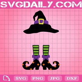 Witch Hat And Shoes Svg, Witch Monogram Svg, Witch Hat And Feet Svg, Witch Legs Svg, Halloween Svg, Halloween Gift Svg