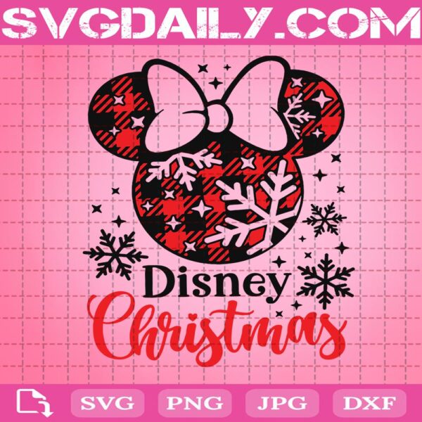 Disney Christmas Svg, Minnie Plaid Svg, Disney Plaid Svg, Minnie Snowflake Head Svg, Minnie Christmas Svg, Cut files, Dxf, Png, Eps