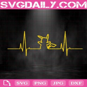 Pikachu Heartbeat Svg, Pikachu Svg, Pokemon Svg, Cartoon Svg, Cute Pikachu Svg, Svg Png Dxf Eps Download Files