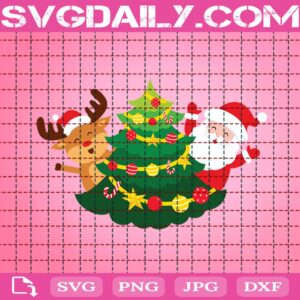 Christmas Santa Claus Reindeer Svg, Christmas Svg, Santa Claus Svg, Reindeer Svg, Merry Christmas Svg, Christmas Tree Lights Svg, Digital File