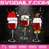 Christmas Wine Glasses With Santa Hat Png, Wine Santa Hat Png, Santa Hat Christmas Png, Wine Glasses Png, Wine Glasses Xmas Lights Png, Christmas Png