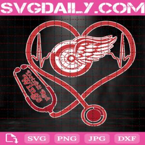 Detroit Red Wings Heart Stethoscope Svg, Detroit Red Wings Svg, Nurse Detroit Red Wings Svg, Hockey Teams Svg, NHL Svg, Nurse Sport Svg