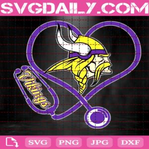 Minnesota Vikings Heart Stethoscope Svg, Minnesota Vikings Svg, Nurse Vikings Svg, Football Teams Svg, NFL Svg, Nurse Sport Svg