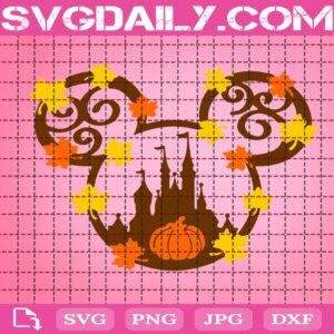 Mouse Head Svg, Disney Mouse Fall Castle Svg Svg, Pumpkin Svg, Mouse Fall Thanksgiving Svg, Mickey Mouse Fall Svg