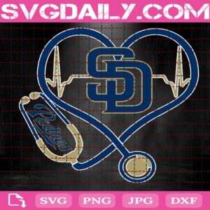 San Diego Padres Nurse Stethoscope Svg, San Diego Padres Svg, Padres Baseball Svg, MLB Svg, Nurse Sport Svg