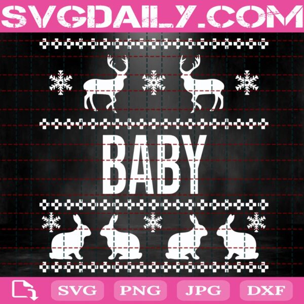 Baby Xmas Svg, Christmas Holiday Svg, Christmas Reindeer Svg, Christmas Bunnies Svg, Merry Xmas Svg, Svg Png Dxf Eps Download Files