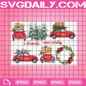 Christmas Cars Clipart, Snow Overlay Png, Vintage Cars Png, Christmas Png, Png Printable, Instant Download, Digital File