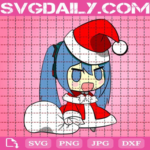 Christmas Hatsune Miku Svg, Hatsune Miku Svg, Hatsune Miku Santa Svg, Christmas Svg, Svg Png Dxf Eps Download Files
