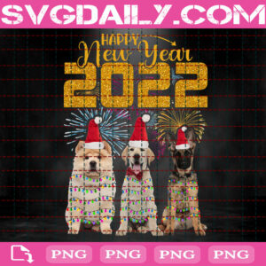 Happy New Year 2022 Png, Christmas Dogs With Fairy Light Png, New Year Firework Png, Dog Lover Png, Png Printable, Instant Download, Digital File