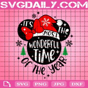 It's The Most Wonderful Time Of The Year Svg, Merry Christmas Svg, Cute Christmas Svg, Mouse Head Svg, Svg Png Dxf Eps Download Files