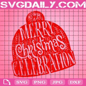 Merry Christmas Celebration Svg, Xmas Festive Gift Svg, Xmas Gift Hat Svg, Red Hat Svg, Cute Hat Svg, Svg Png Dxf Eps Download Files