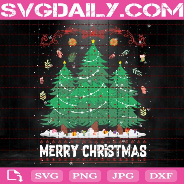 Merry Christmas Svg, Christmas Trees Svg, Christmas Gifts Svg, Christmas Svg, Snowflakes Svg, Svg Png Dxf Eps Download Files