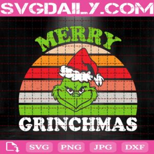 Merry Grinchmas Svg, Grinch Face Svg, Grinch With Santa Hat Svg, Merry Christmas Svg, Svg Png Dxf Eps Download Files