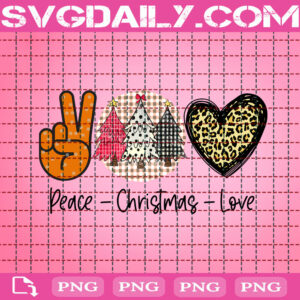 Peace Christmas Love Png, Leopard Print Heart Png, Christmas Tree Png, Peace Love Christmas Png, Png Printable, Instant Download, Digital File