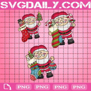 Santa Claus Bundle Png, Santa With Candy Cane Png, Christmas Tree Png, Bauble Png, Png Printable, Instant Download, Digital File