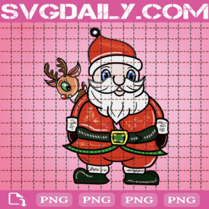 Santa Claus With Reindeer Png, Cute Santa Png, Christmas Png, Santa Claus Png, Png Printable, Instant Download, Digital File
