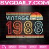 Vintage 1988 Svg, 1988 Birthday Svg, Retro Awesome Since 1988 Svg, Birthday Party Svg, 1988 Birthday Svg, Svg Png Dxf Eps Download Files