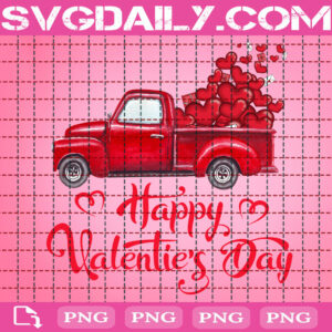 Happy Valentine Day Png, Valentines Red Truck Png, Valentines Vintage Truck Png, Hearts Truck Png Printable, Instant Download, Digital File