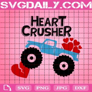Heart Crusher Svg, Valentine Svg, Monster Truck Svg, Heart Valentines Day Svg, Love Svg, Monster Truck Heart Svg, Valentines Truck Svg, Digital Download