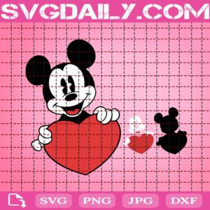Mickey Holding A Heart Svg, Mickey Heart Svg, Valentines Day Svg, Valentines Svg, Mickey Valentines Svg, Disney Valentines Svg, Digital Download