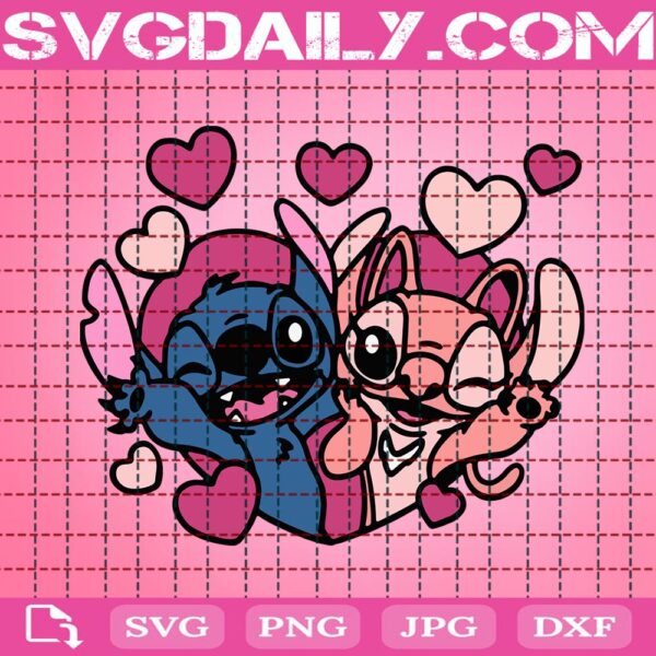 Stitch And Angel Heart Svg, Stitch And Angel Love Svg, Lilo And Stitch Svg, Valentines Svg, Valentines Day Svg, Love Heart Svg, Instant Download