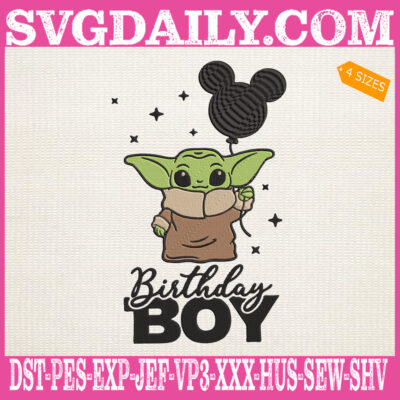 Baby Yoda Birthday Boy Embroidery Files, Baby Yoda Mandalorian ...
