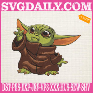 Baby Yoda Plain Reaching Embroidery Files, Yoda Embroidery Machine, Plain Reaching Embroidery Design Instant Download