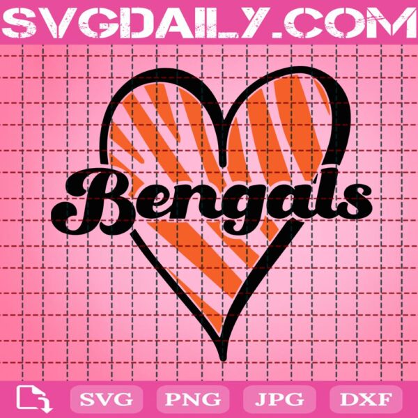 Bengals Svg, Cincinatti Bengals Svg, Heart Svg, Cincinatti Heart Svg, Bengal Stripes Svg, Bengals Football Svg, American Football Svg, Digital Download