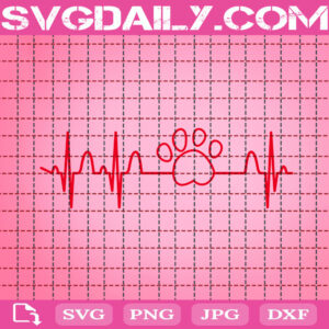 Heartbeat Dog Svg, Dog Svg, Dog Paw Svg, Dog Lover Svg, Dog Lover Gift Svg, Animal Svg, Animal Love Svg, Svg Png Dxf Eps Download Files