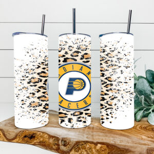 Indiana Pacers 20oz Skinny Tumbler, Pacers Tumbler, Pacers Leopard Tumbler, Basketball Tumbler, American Basketball Tumbler, Leopard Tumbler